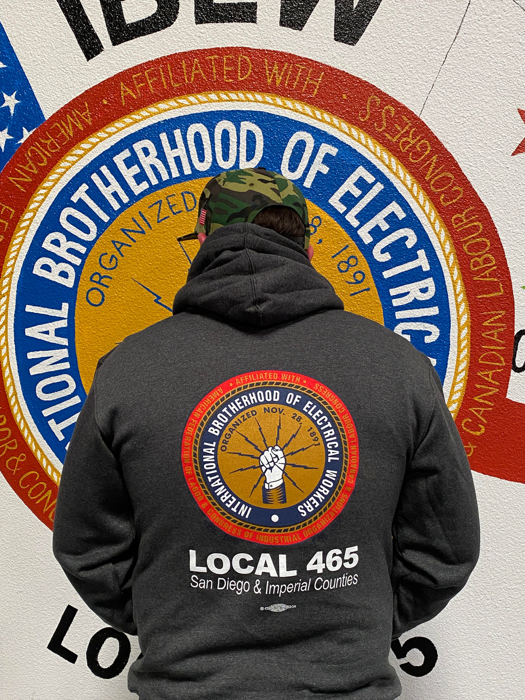 IBEW 465 CHARCOAL PULL OVER HOODY